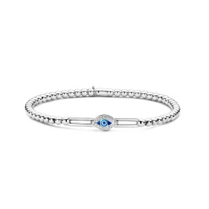 0.09ctw, Evil Eye Tresore Stretch Bracelet in White Gold