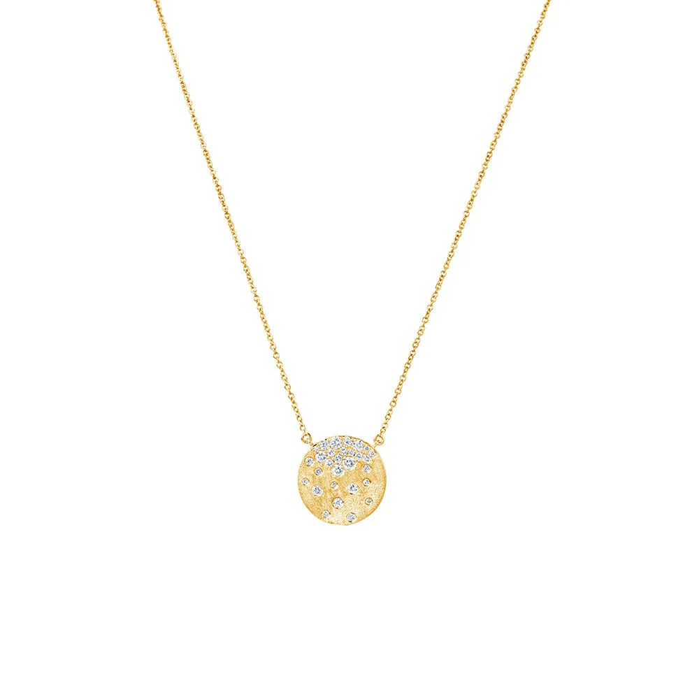 14 Karat Yellow Gold Confetti Disc Pendant Necklace with Diamonds