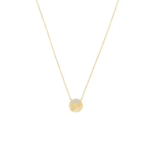 14 Karat Yellow Gold Confetti Disc Pendant Necklace with Diamonds