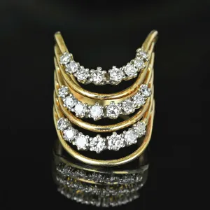 14K Gold Chevron 1.25 CTW Diamond Cocktail Ring