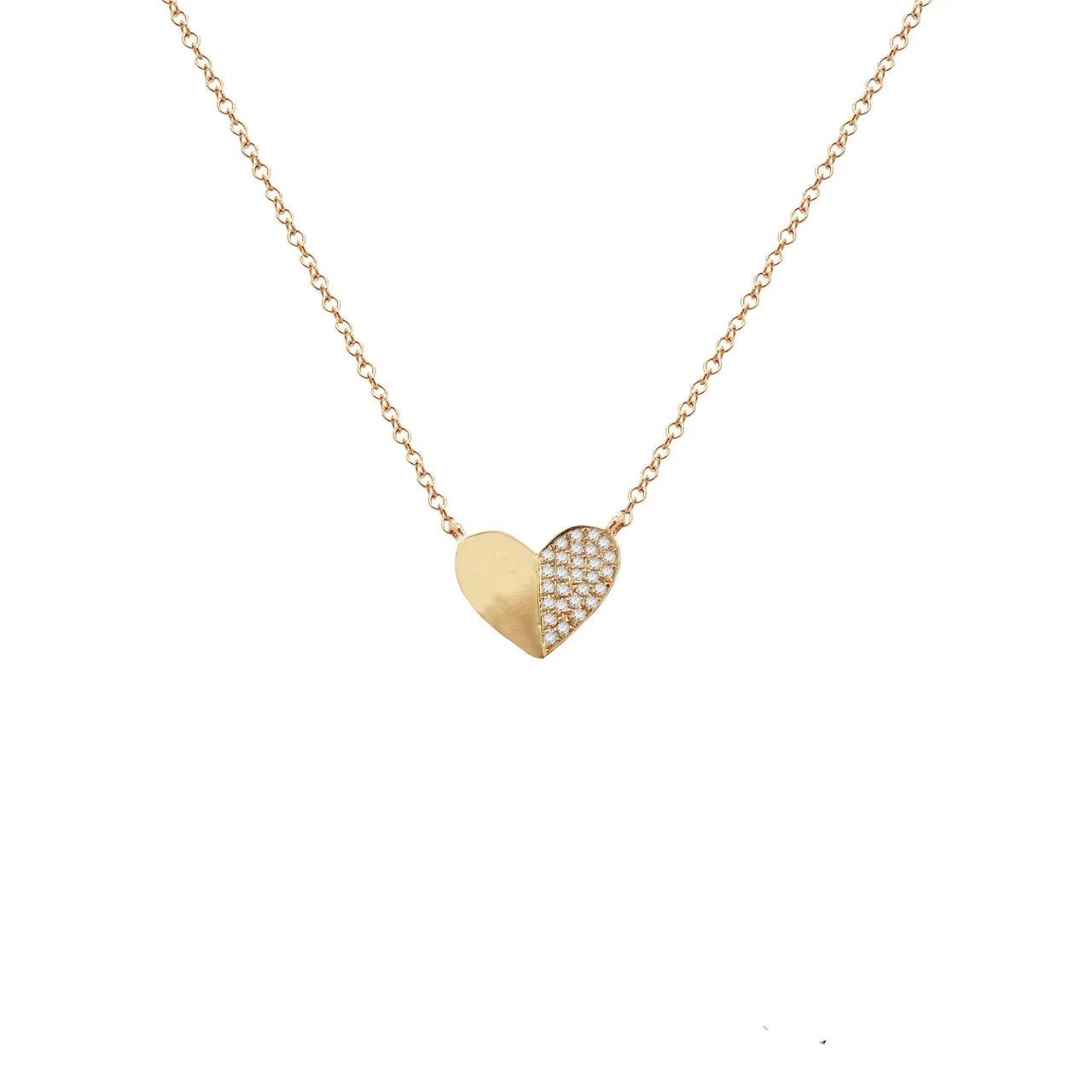 14K GOLD DIAMOND DAPHNE HEART NECKLACE