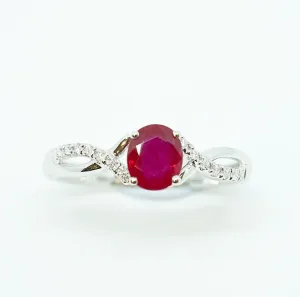 14K Yellow Gold Ruby and Diamond Ladies Ring