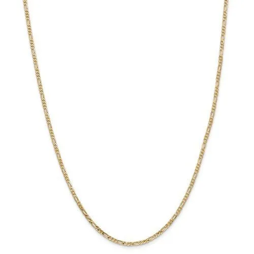 14KT Gold 2.25MM Flat Figaro Chain Necklace - 4 Lengths