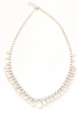 1950s Dangling Rectangular Rhinestone Necklace