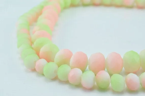 2 Strands Matte Glass Beads Donut Rondelle Faceted Jewelry Decoration Chandelier 4x6mm and 6x8mm. 2 Sizes Group 60 PCs ea Item#789222042912