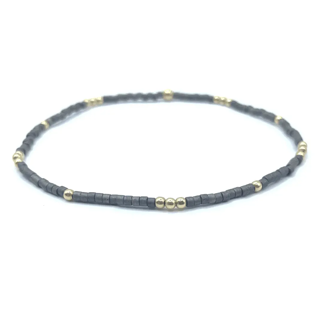 2MM NEWPORT GRAPHITE   GOLD FILLED WATERPROOF BRACELET