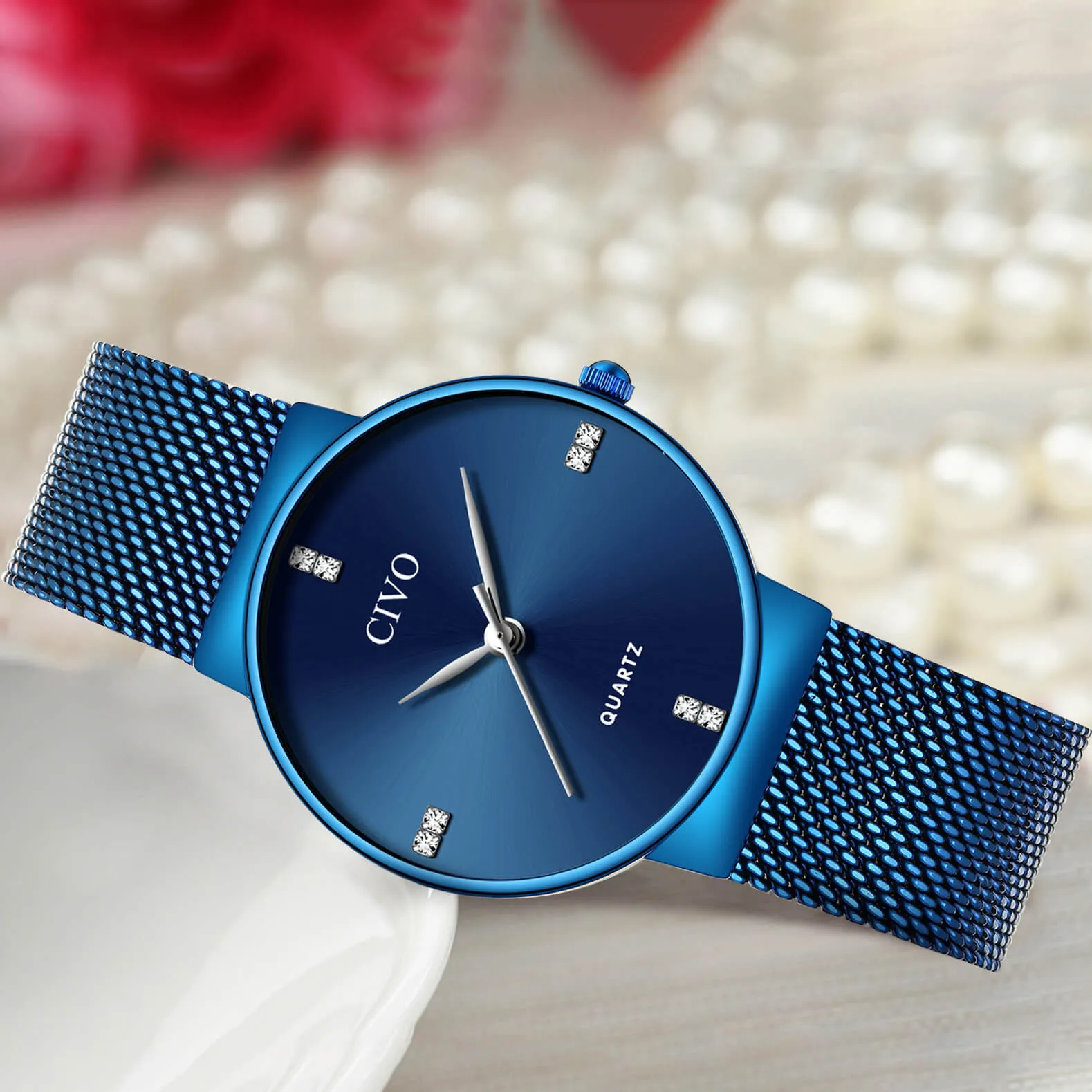 8068C | Quartz Women Watch | Mesh Band