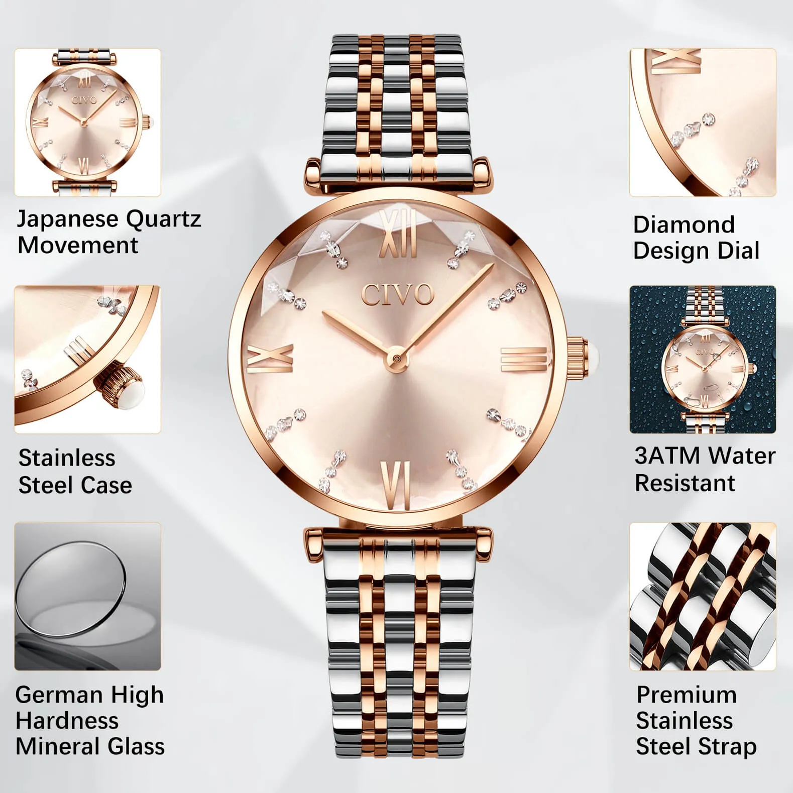 8095C | Quartz Women Watch | Stainless steel Band