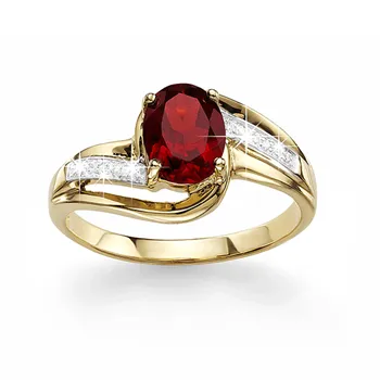 9CT GARNET & DIAMOND RING