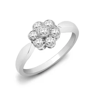 9ct White Gold Diamond Cluster Ring