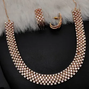 Aamrapali Rose Gold  Plated AD Necklace Set