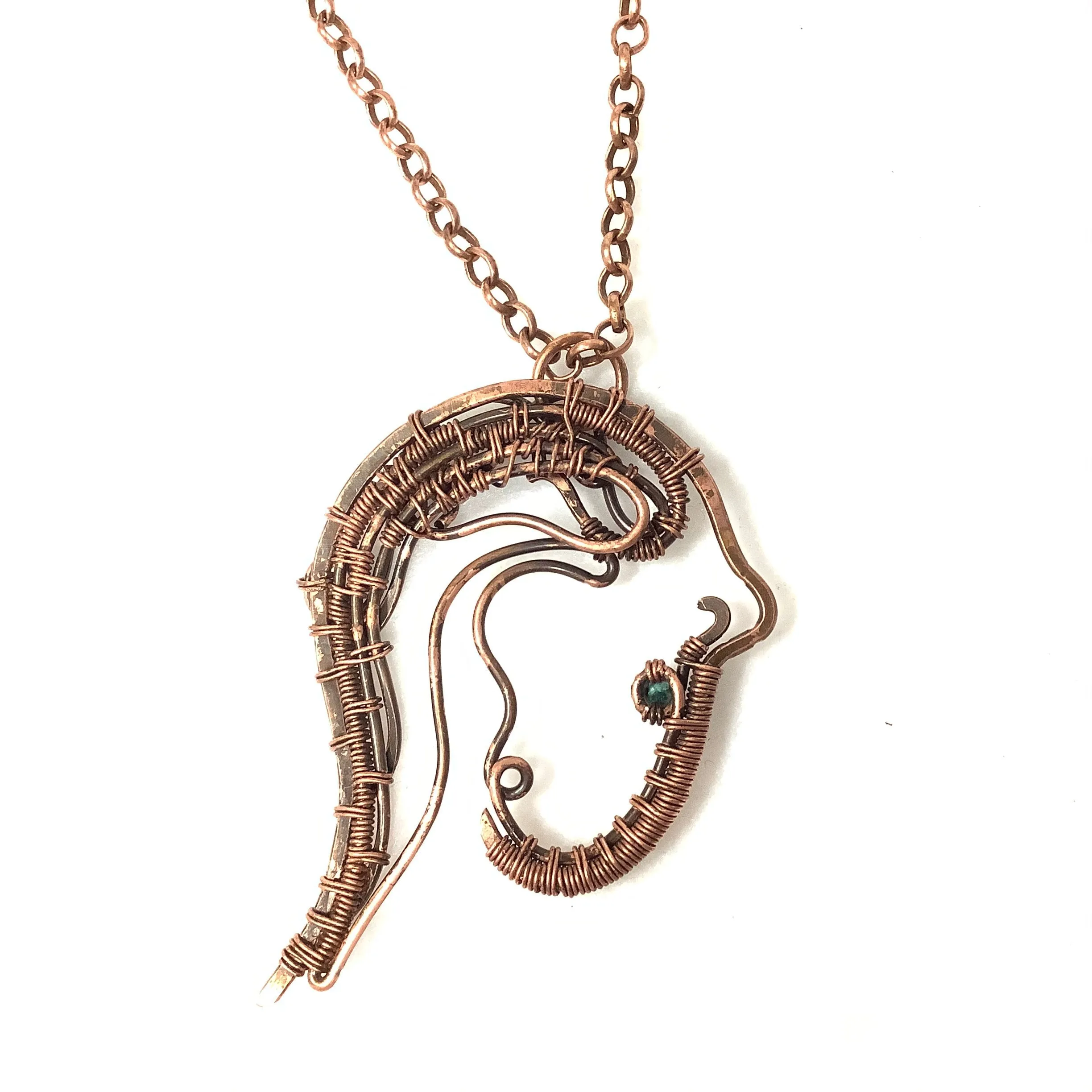 Abstract Horse Copper Necklace