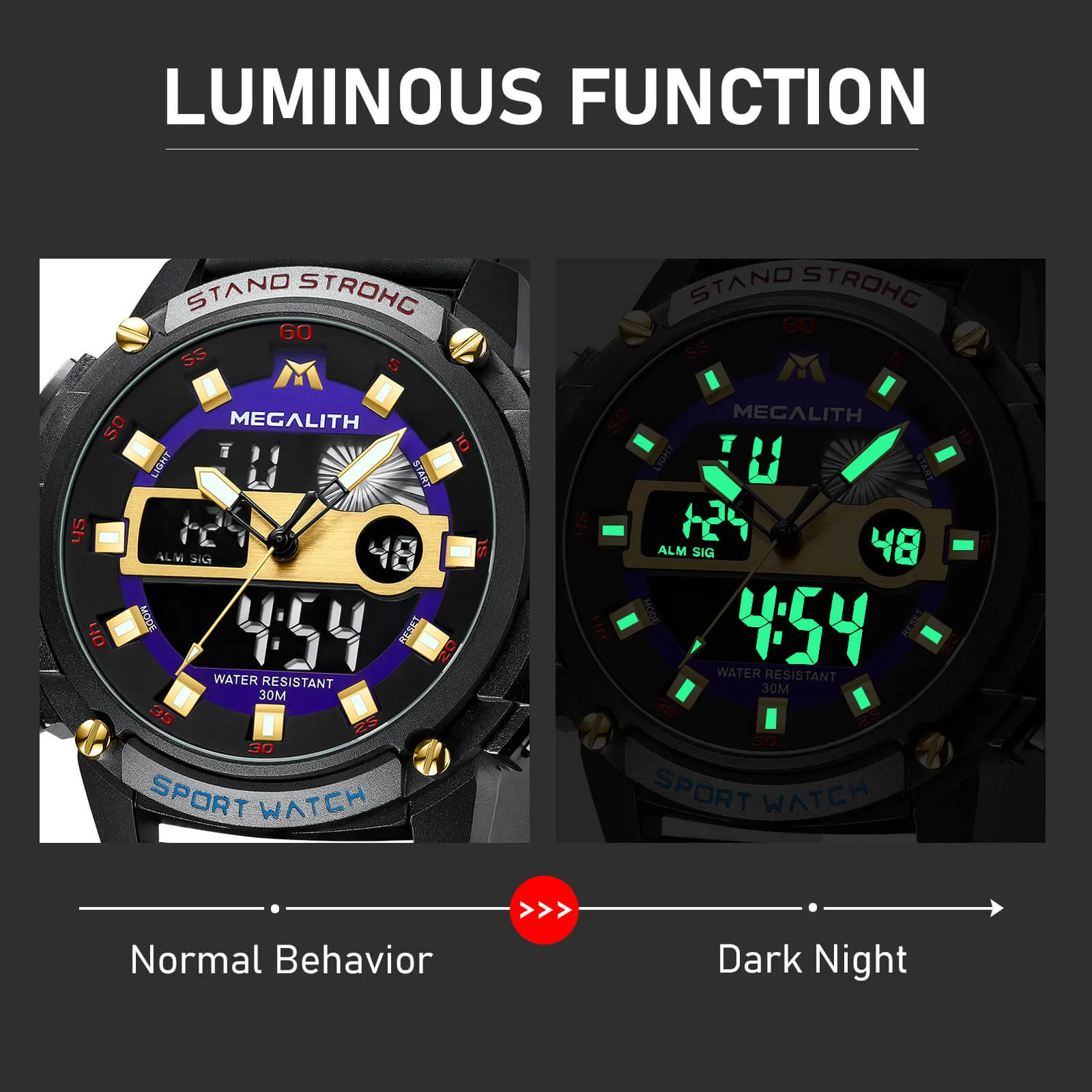 Analog Digital Watch | Rubber Band | 8266M