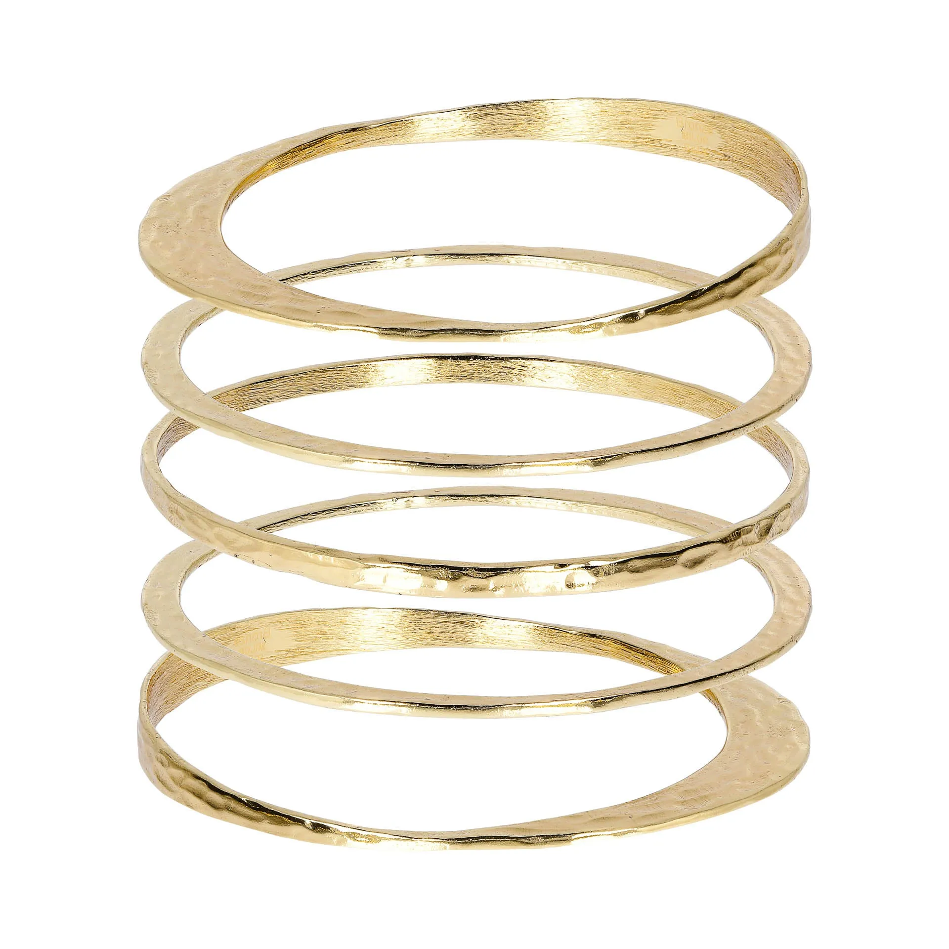 Bellissimo Bronzo Set of 5 Hammered Bracelets