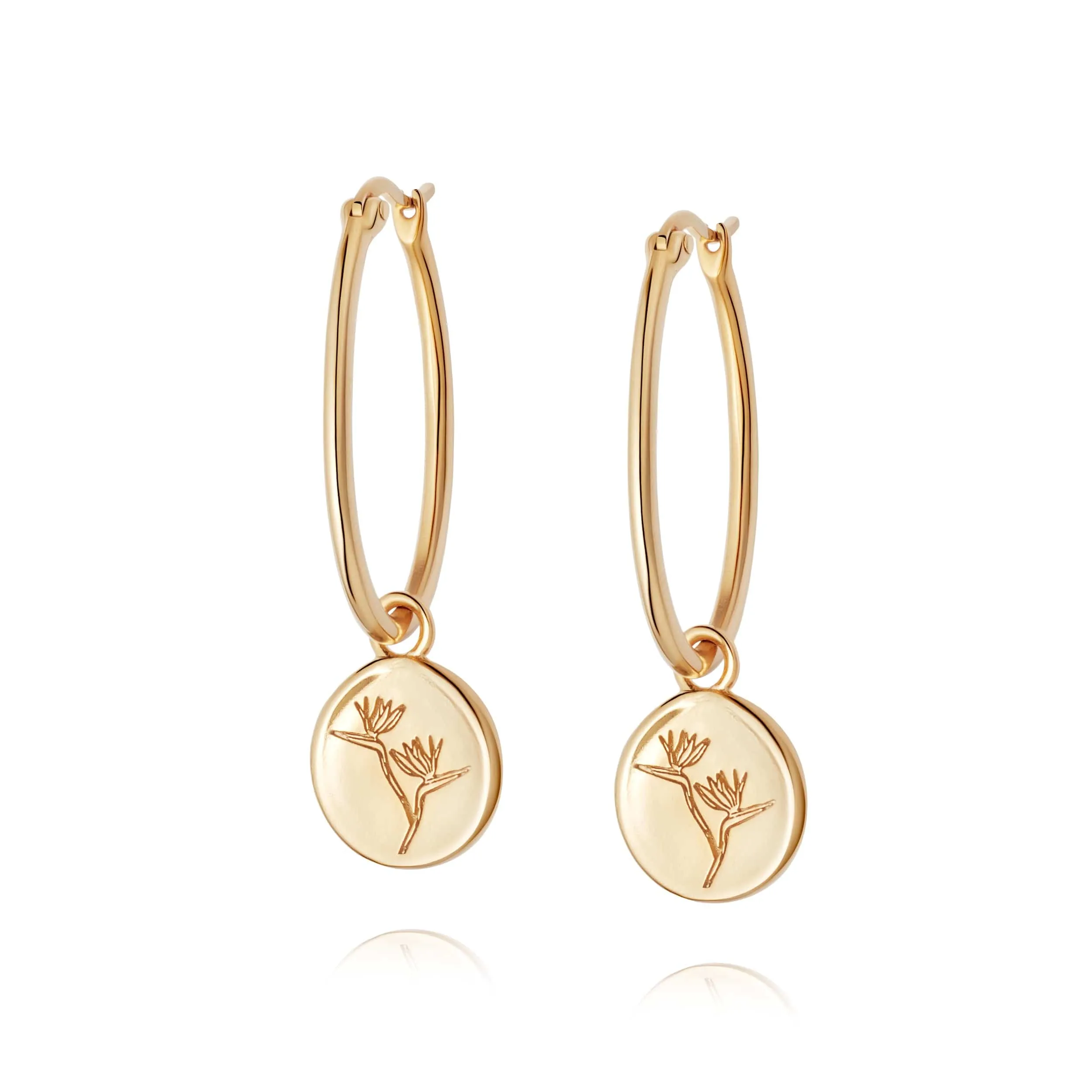 Bird Of Paradise Drop Earrings 18ct Gold Plate