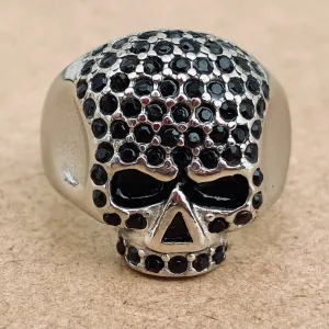 Bling Skull Ring - Black - R47