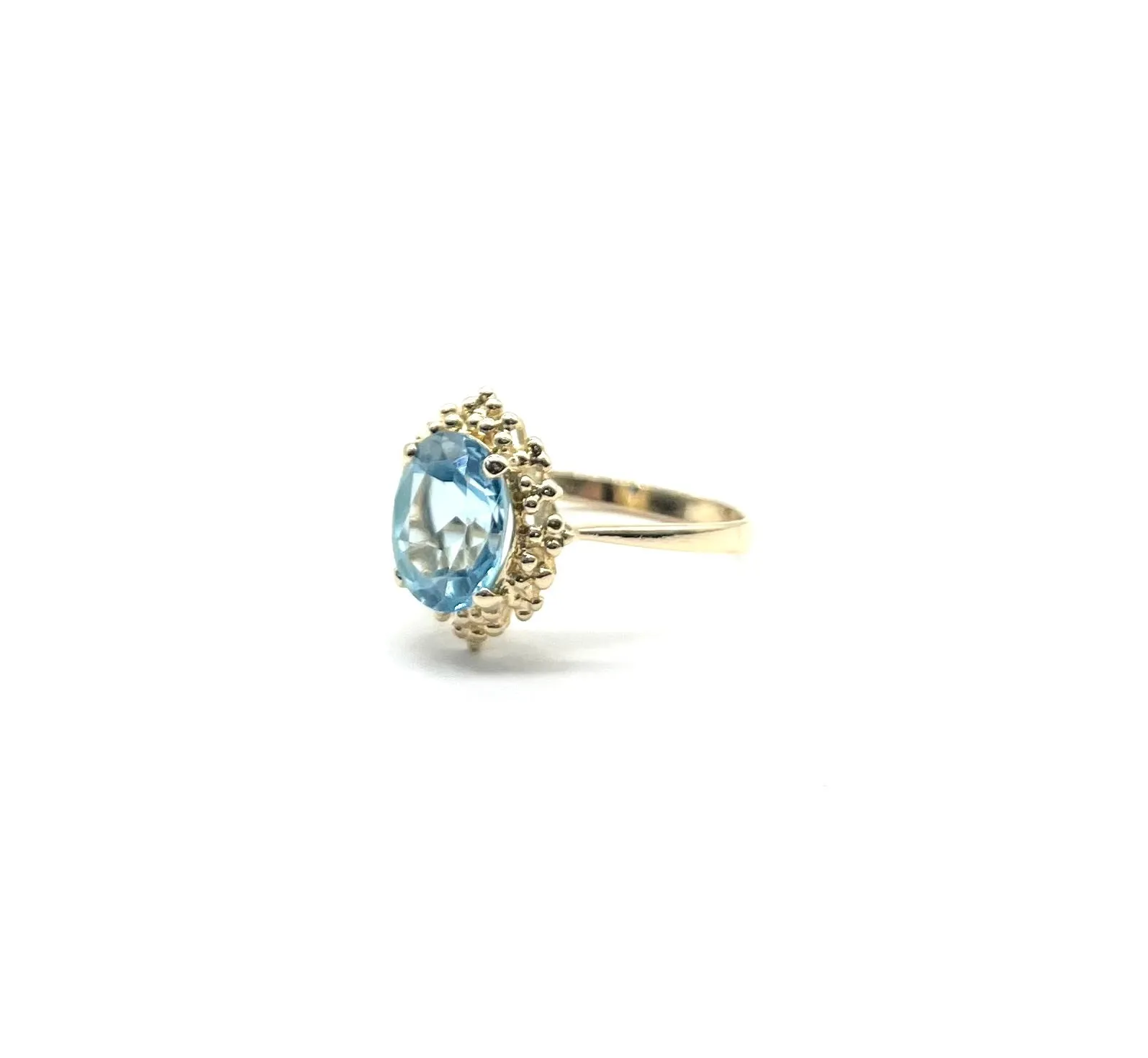 Blue Topaz Beaded Frame Ring