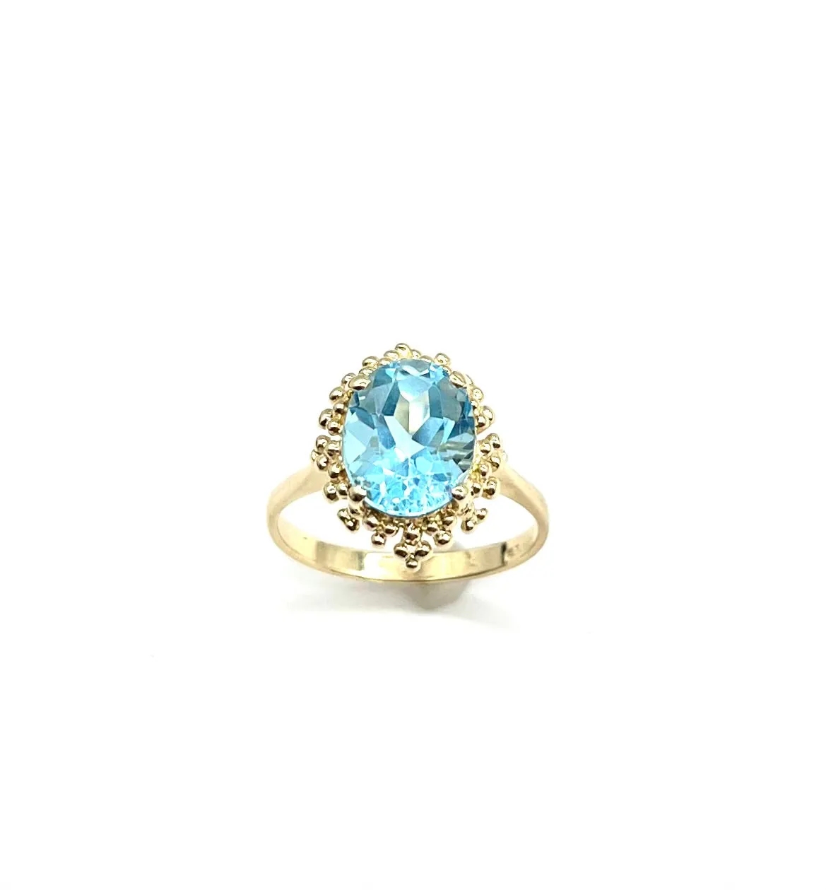 Blue Topaz Beaded Frame Ring