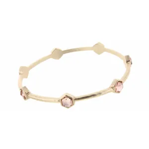 BLUSH GLASS HEXAGON STATION BANGLE BRACELET