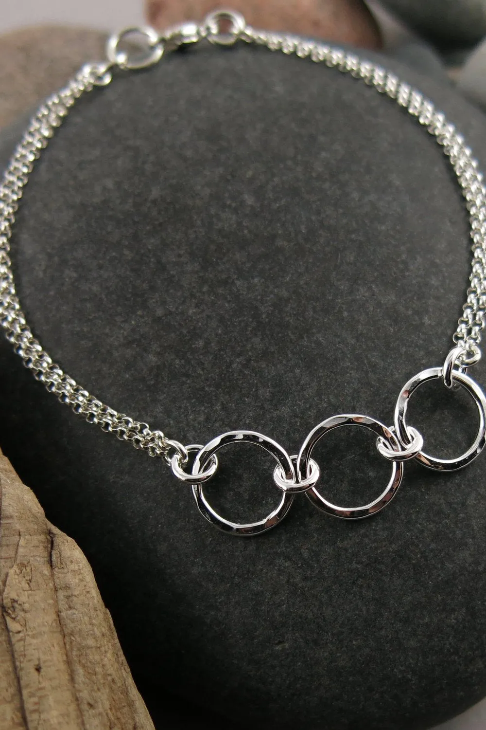 Breathe Trio Bracelet • Hammer Textured Sterling Silver