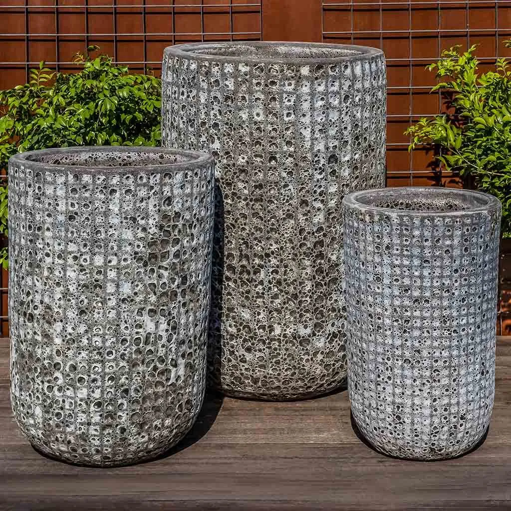 Campania International Escada Tall Planter in Fossil Grey set of 3