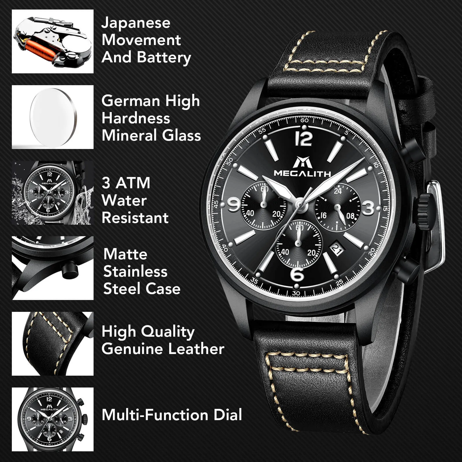 Chronograph Watch | Leather Band | 8246M