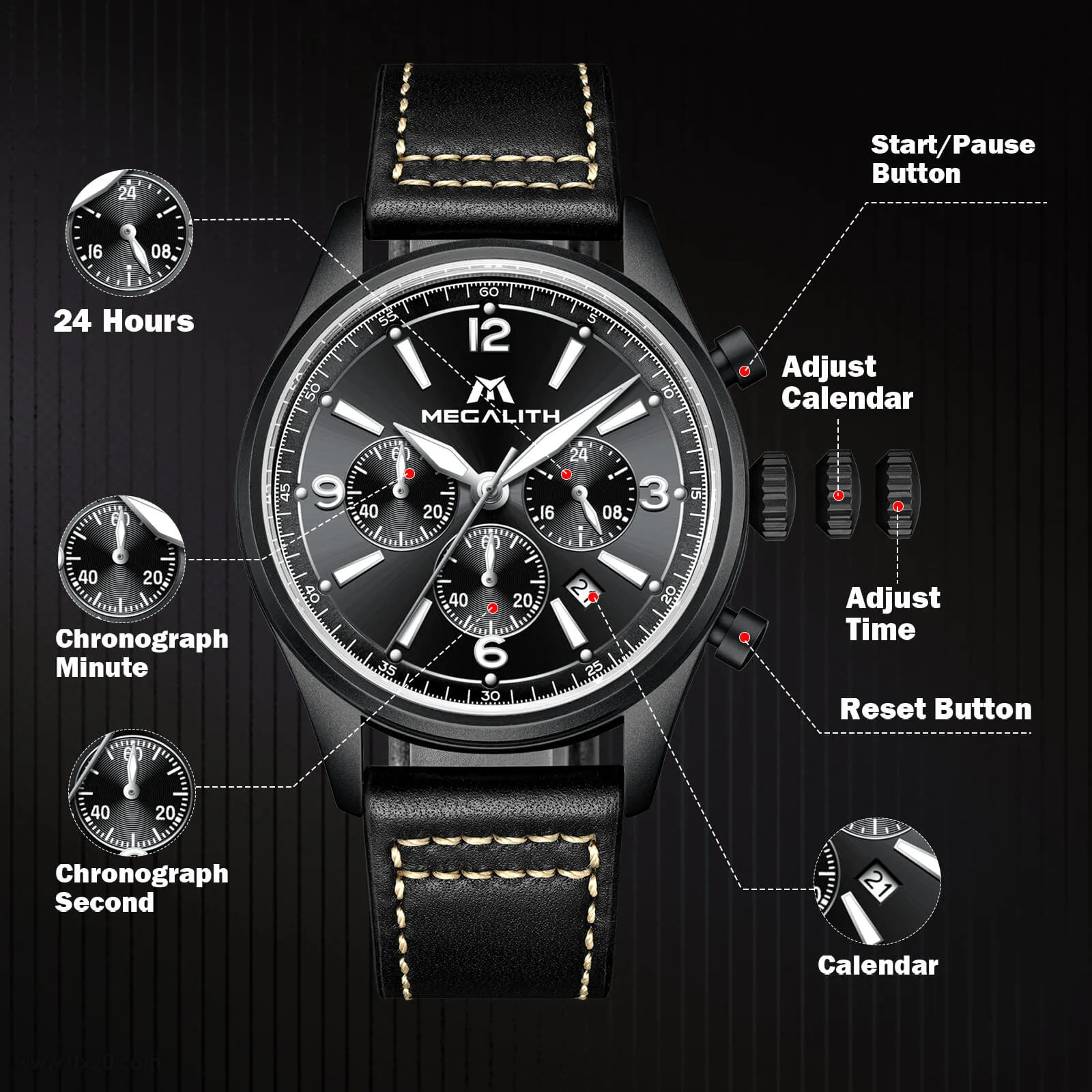 Chronograph Watch | Leather Band | 8246M