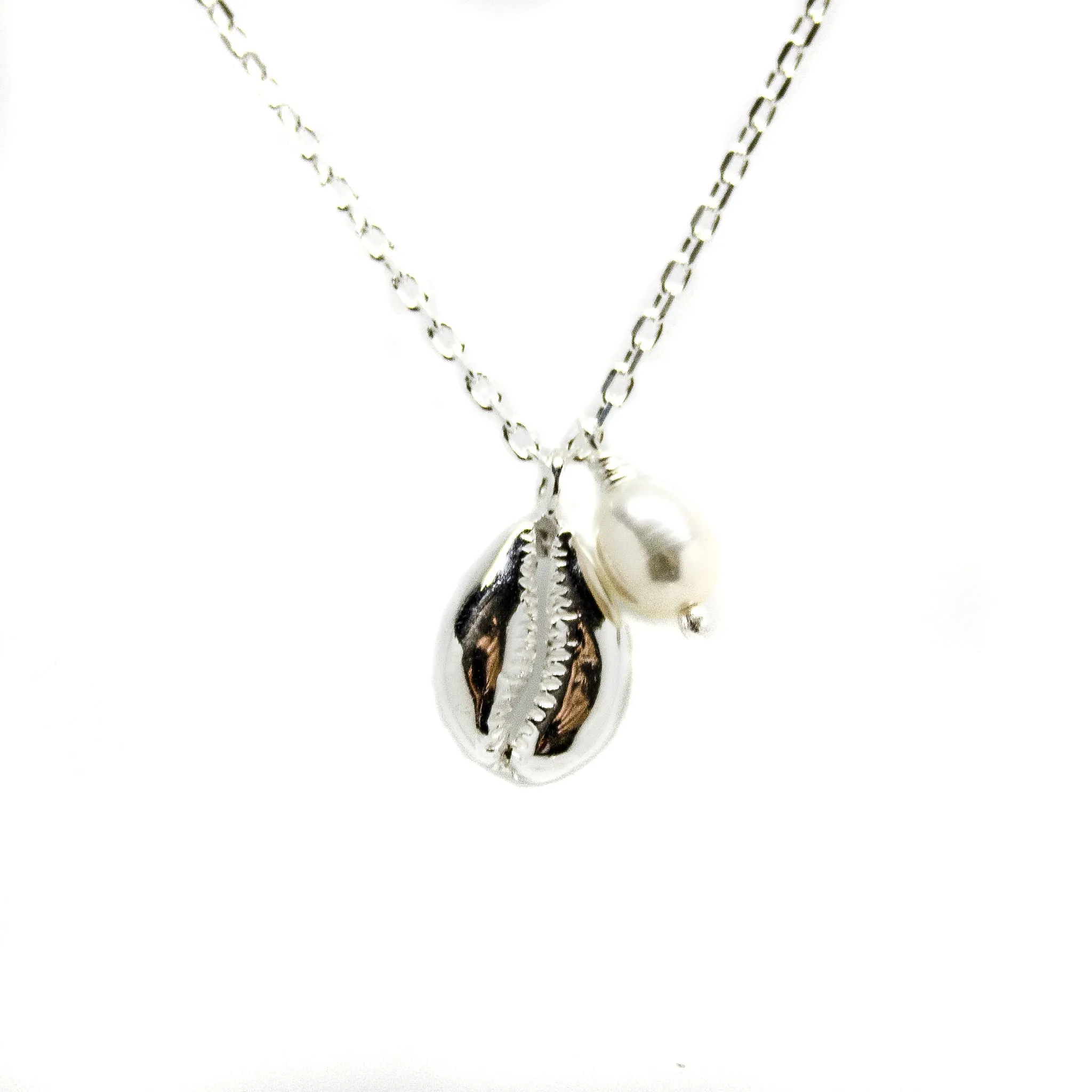 Cowrie Shell Necklace Sterling Silver