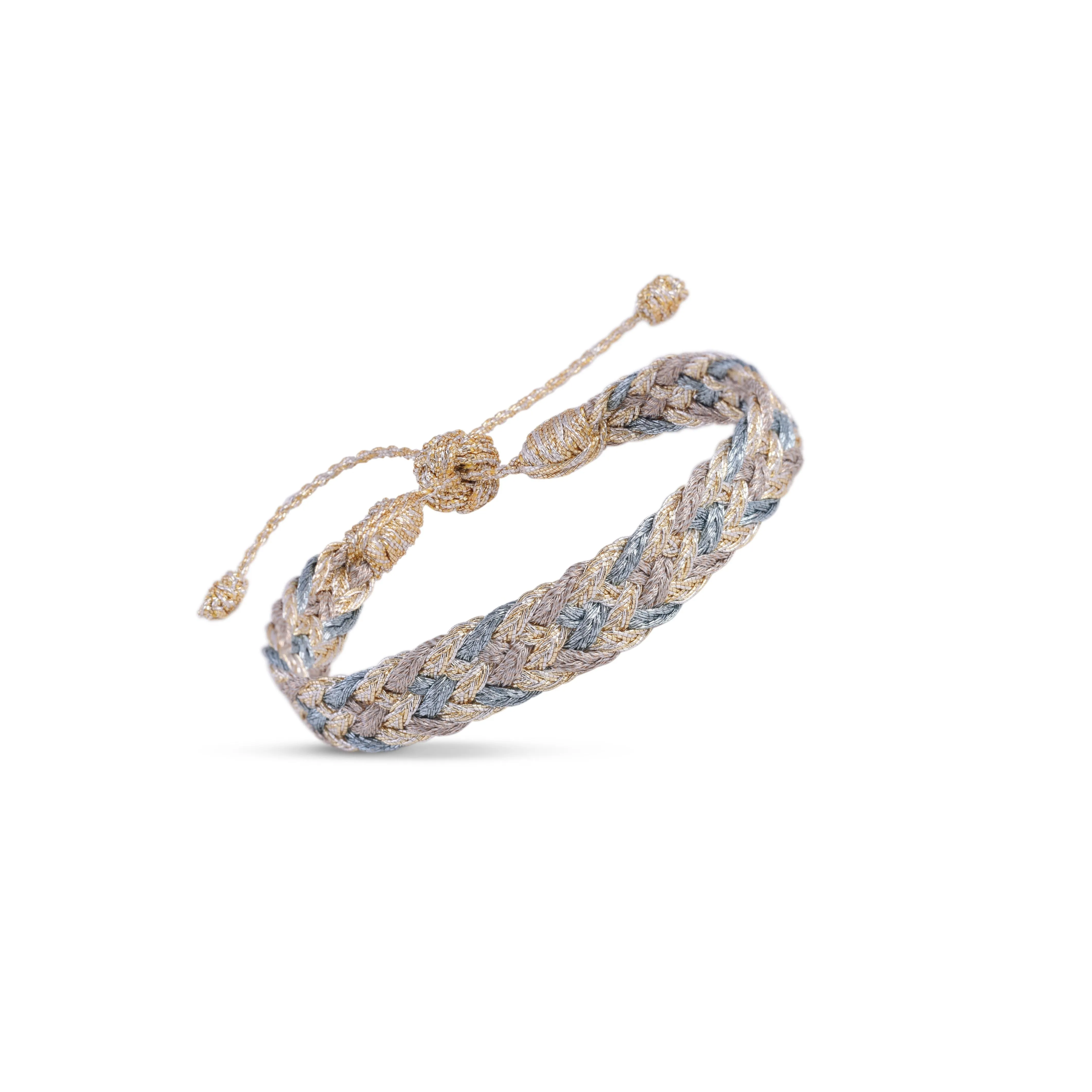 Double-U n°2 Bracelet in Light Gold Oat Grey