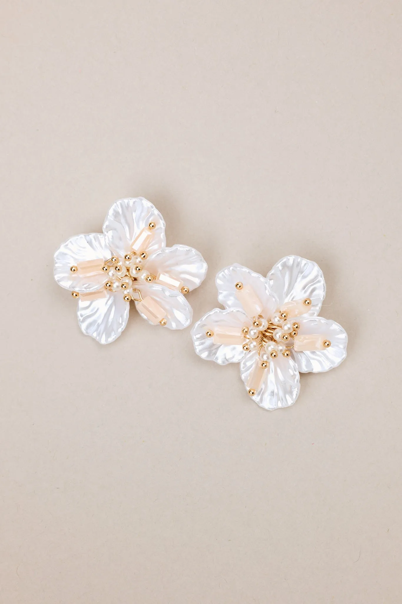 Ethereal Glow Ivory Pearlescent Floral Earrings