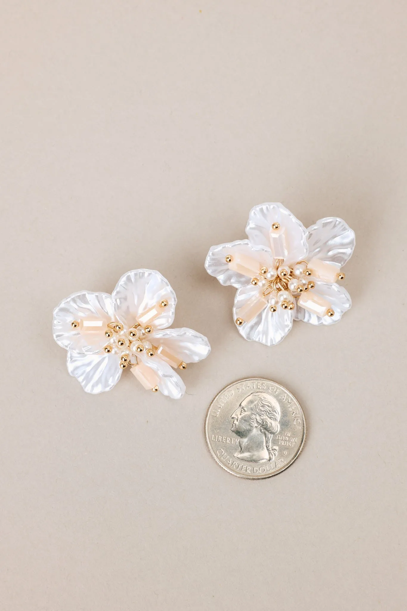 Ethereal Glow Ivory Pearlescent Floral Earrings