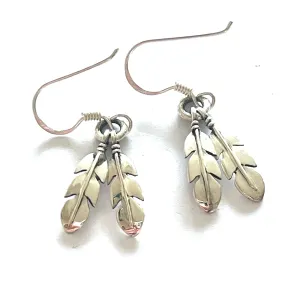 Feather hook silver earring