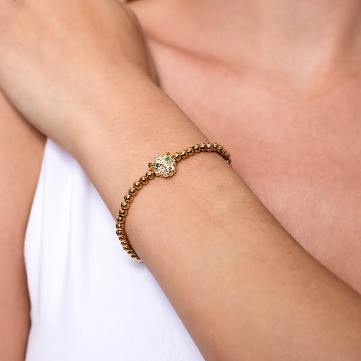 Fierce | 18k Gold | Crystal Cat Bracelet