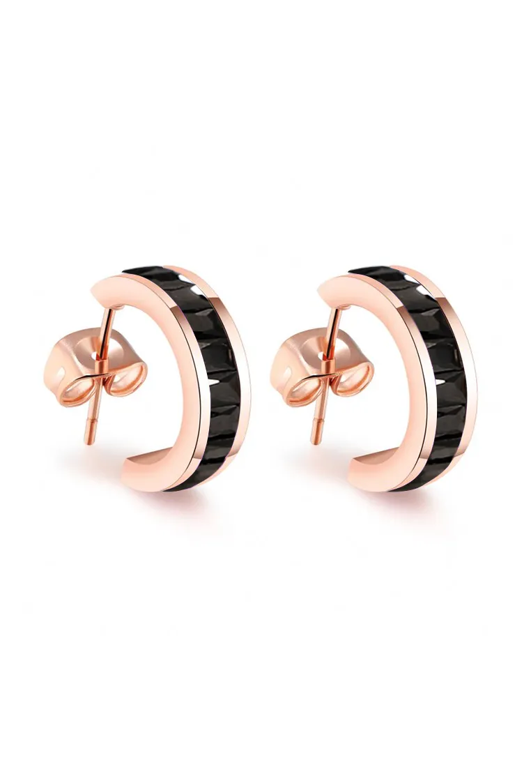 Georgia Zirconia C Hoop in Rose Gold Stud Earrings