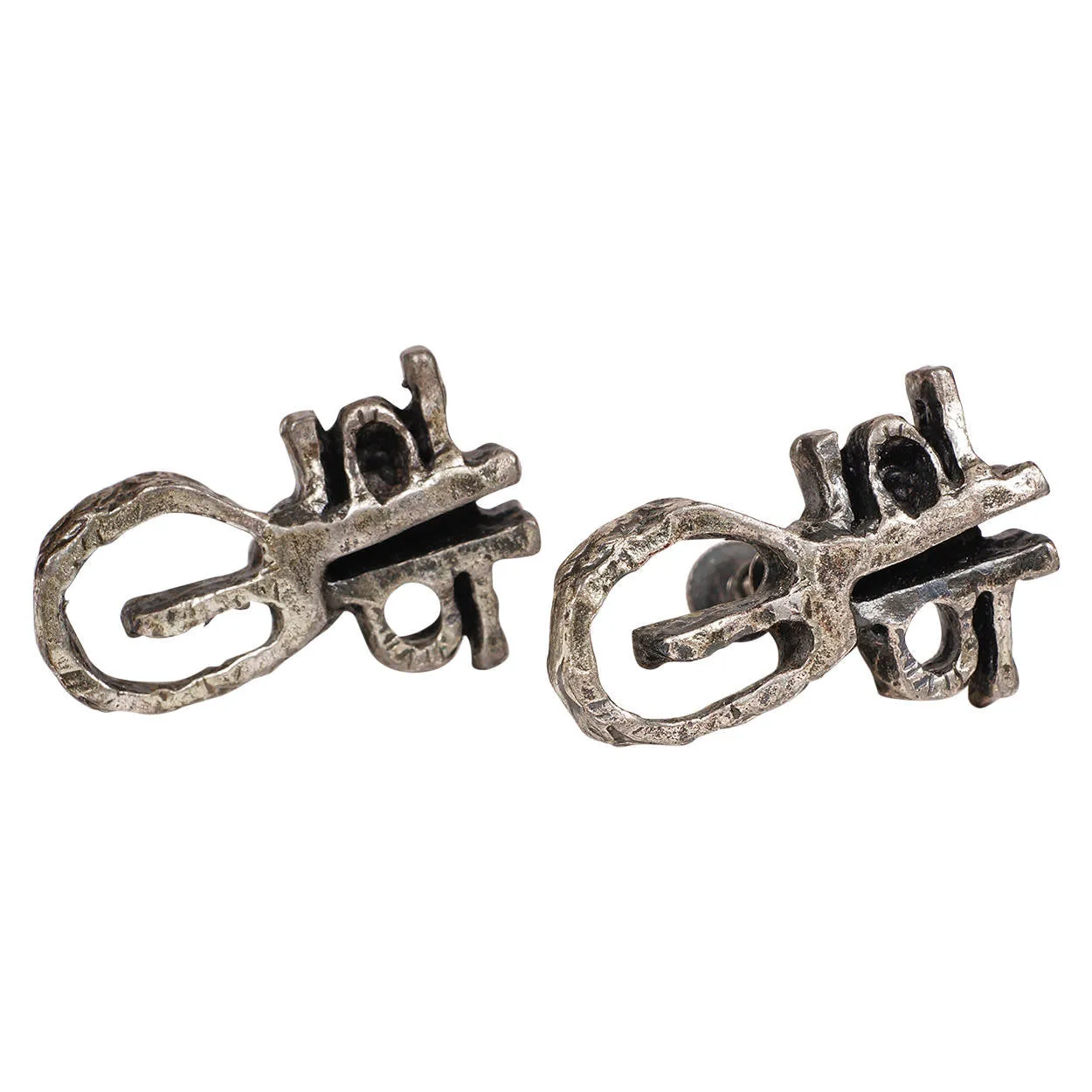 Gilles Guy Vidal Brutalist Earrings Modernist Abstract Pewter 1970s