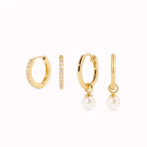 Gold Huggie Earrings Set