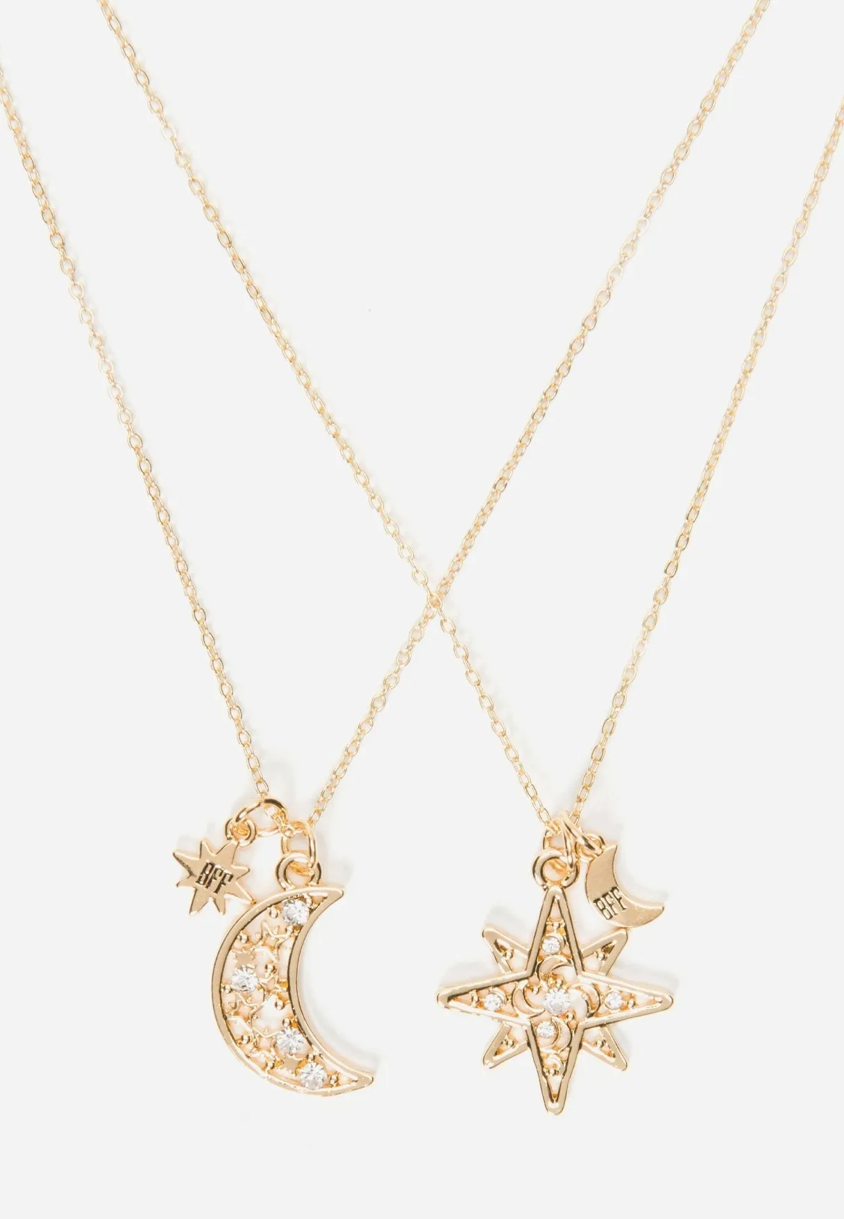 Goldtone Best Friend Pendant Necklace Set