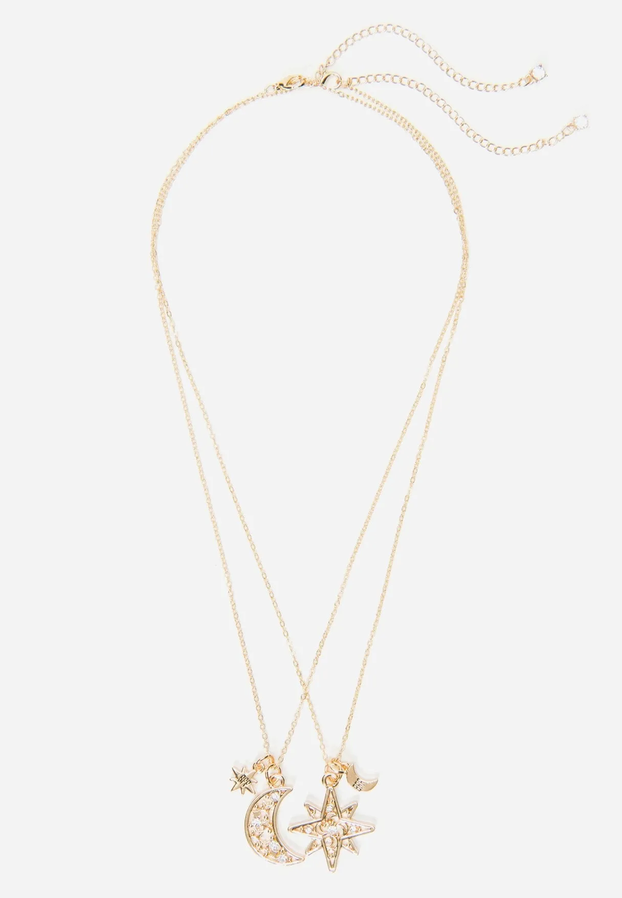 Goldtone Best Friend Pendant Necklace Set