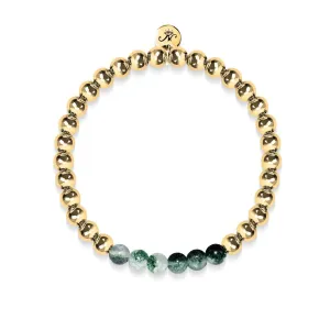 Grateful | 18k Gold | Green Leaf Agate | Expression Bracelet