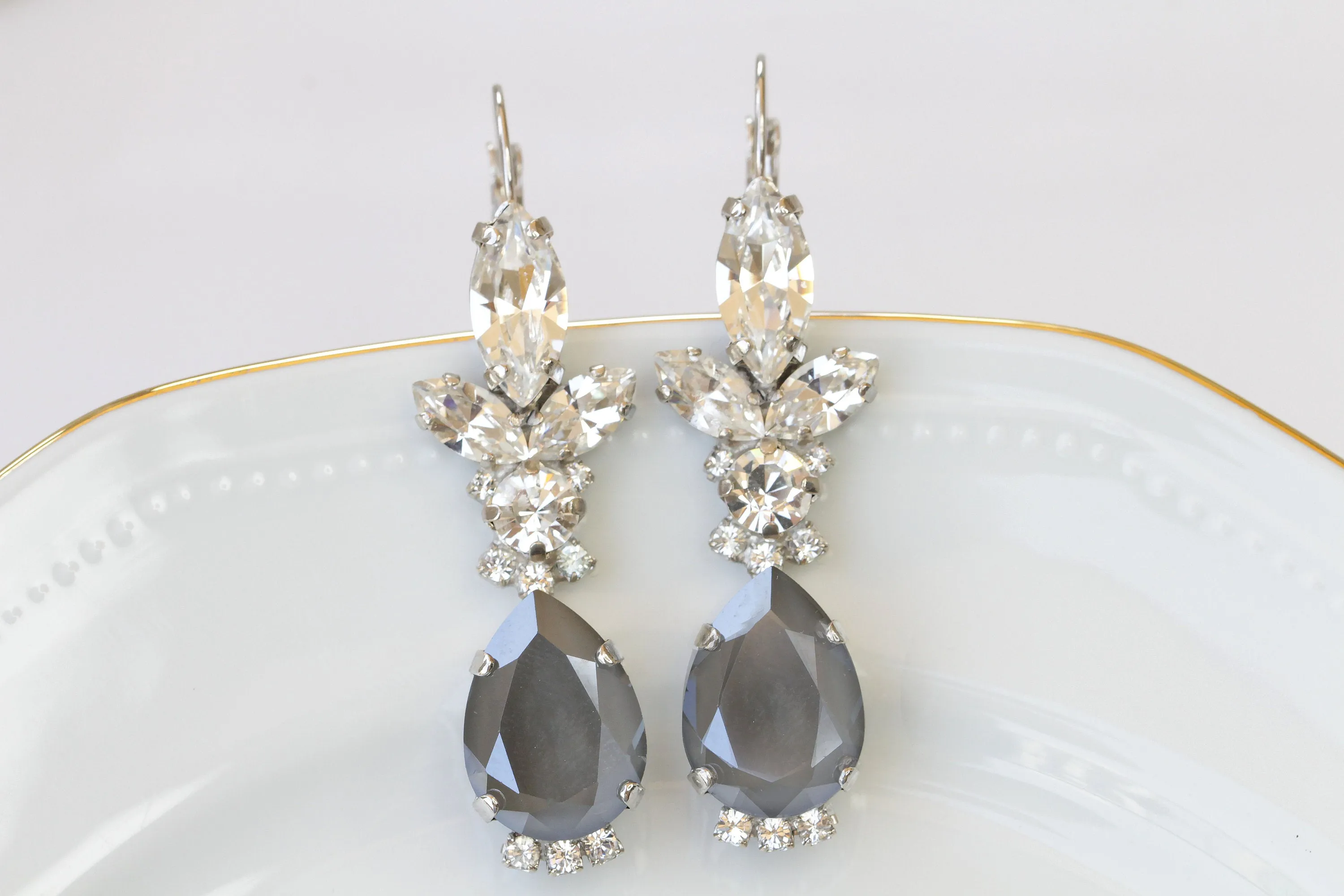 GRAY EVENING EARRINGS