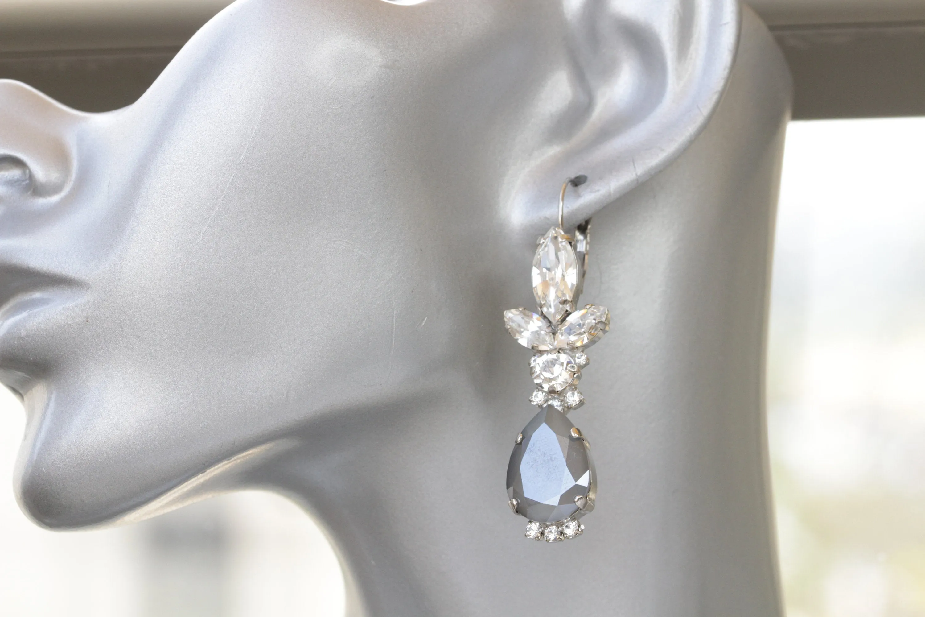 GRAY EVENING EARRINGS