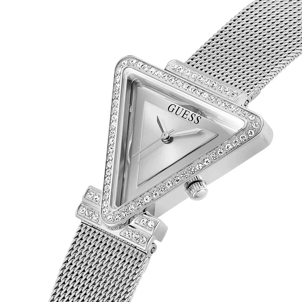 Guess Fame Silver Tone Mesh Bracelet Strap Ladies Watch GW0508L1