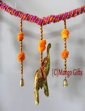 Handmade Elephant Toran Door Hanging 90 cm Length Colorful Indian Boho Decoration