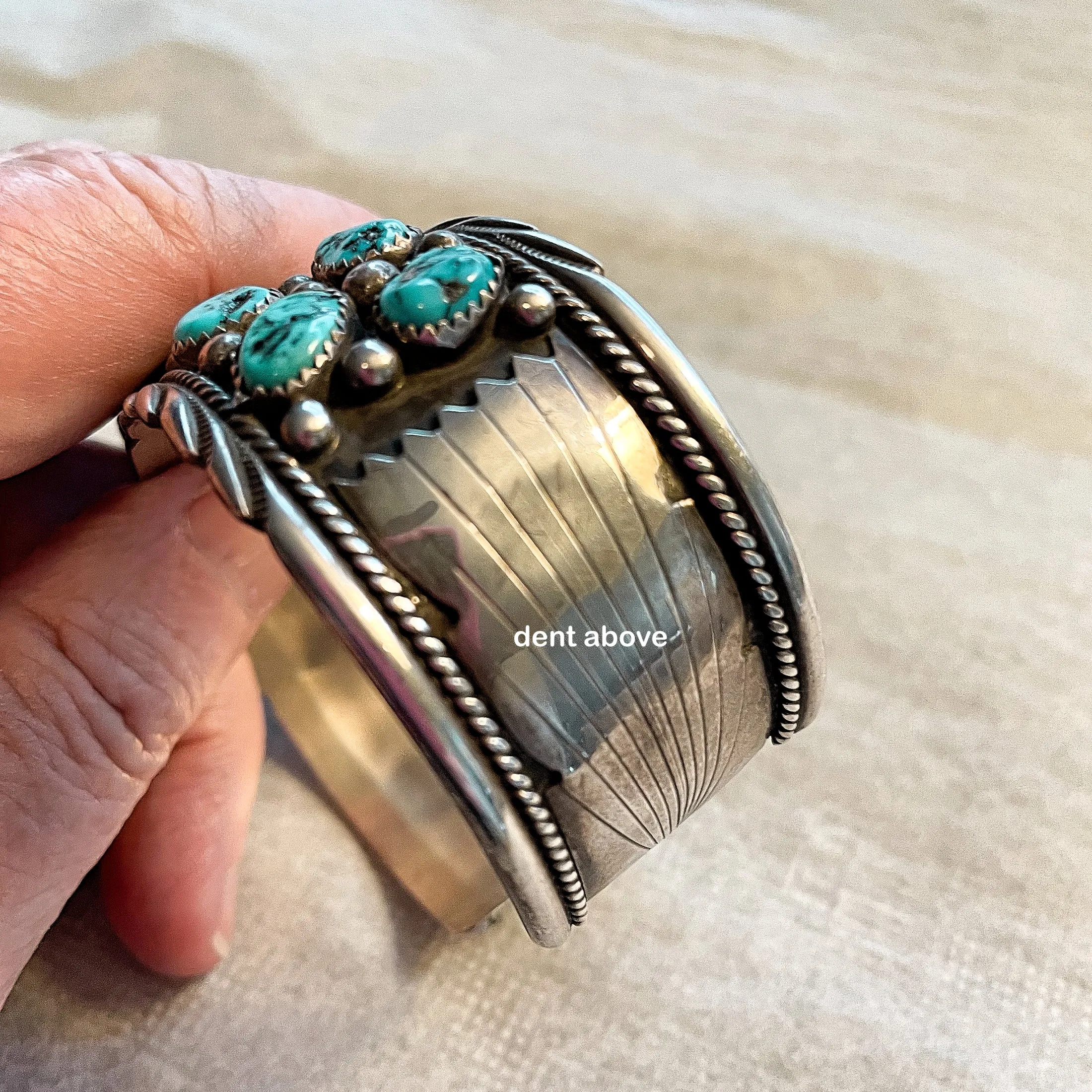 James Shay Navajo Sterling Turquoise Bracelet Signed JS