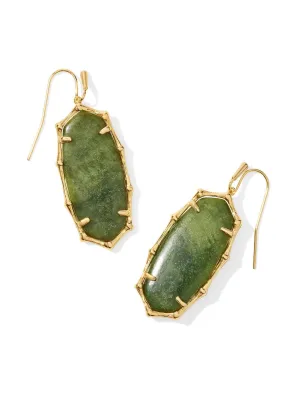 Kendra Scott Elle Bamboo Drop Earrings - Gold Sage Serpentine