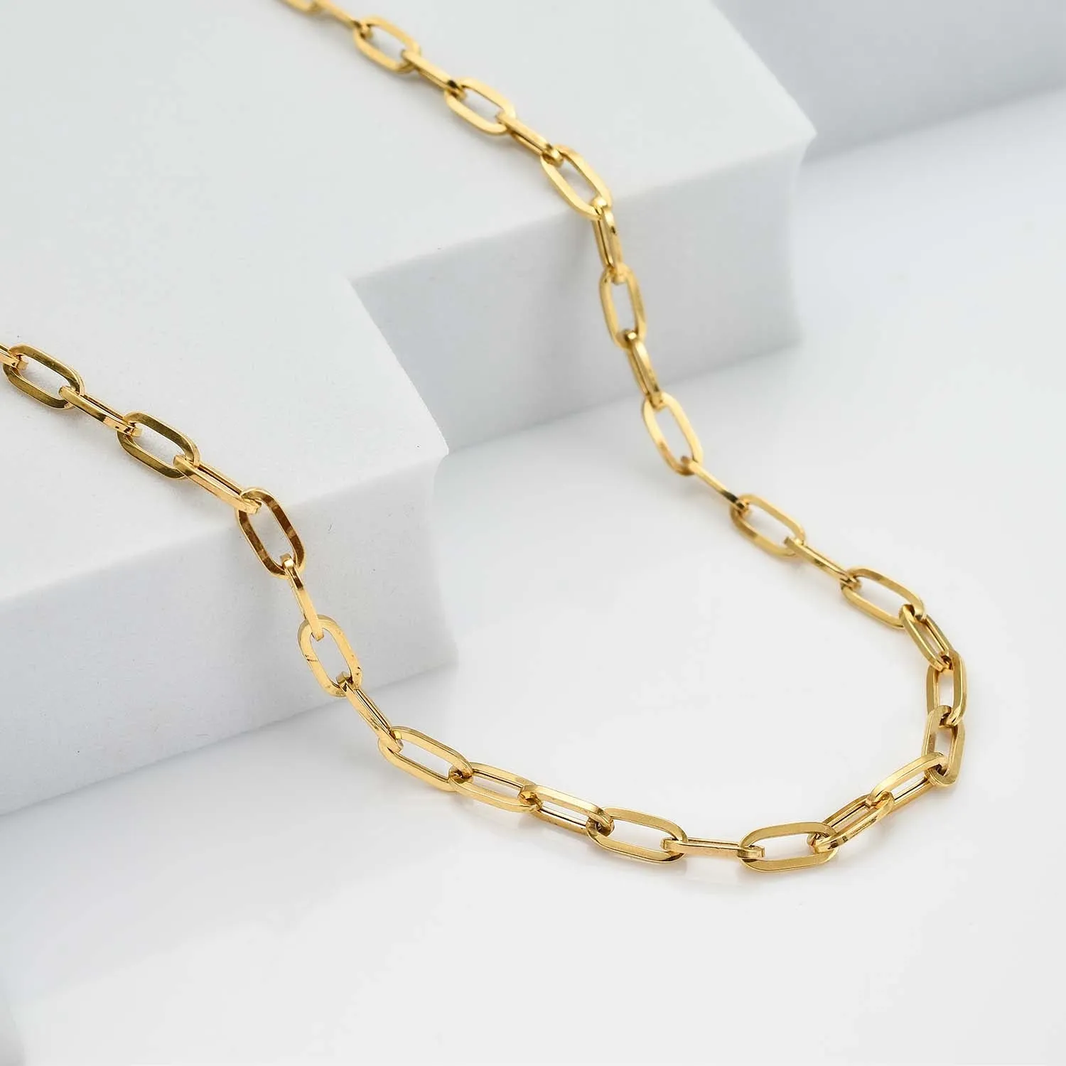 Large Paperclip Chain Necklace in 9K Gold