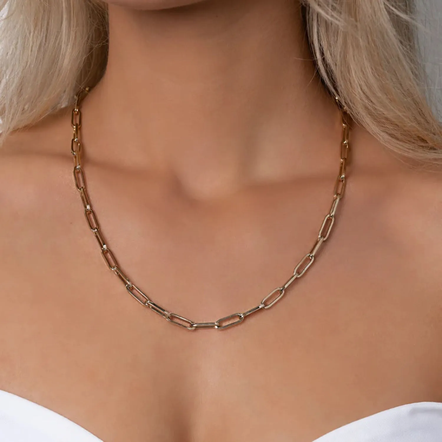 Large Paperclip Chain Necklace in 9K Gold