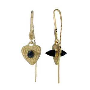 LOVERS PULL-THROUGH EARRINGS - BLACK ONYX -  GOLD