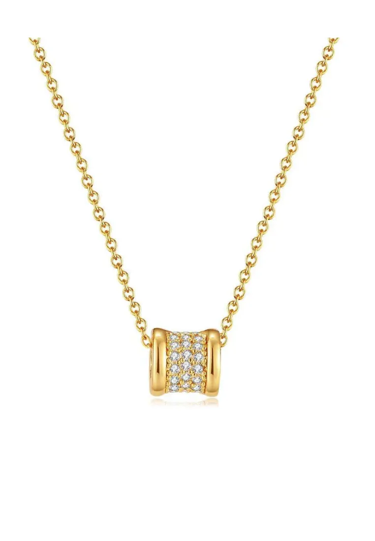 Lumina Zirconia White Barrel Pendant in Rose Gold Chain Necklace