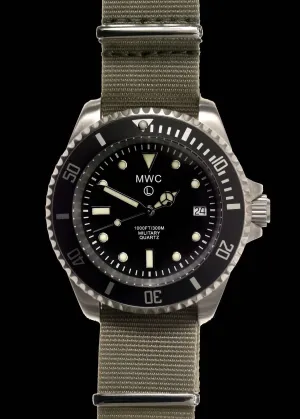 MWC 300m / 1000ft Stainless Steel Quartz Military Divers Watch with 10 Year Battery Life